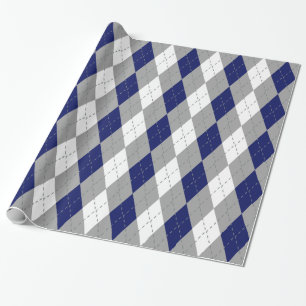 Marineblauw Antracietgrijs Wit XL Argyle Cadeaupapier