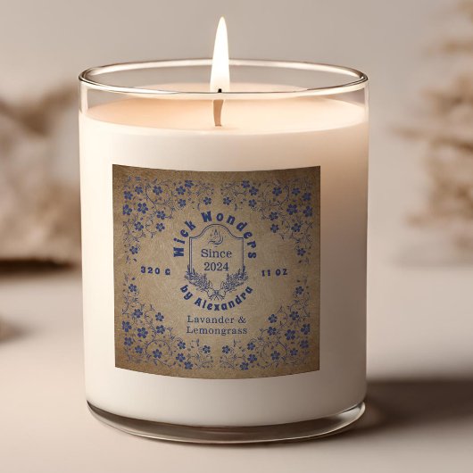 marineblauw apotheekkaarsetiket vierkante sticker