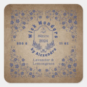 marineblauw apotheekkaarsetiket vierkante sticker (Voorkant)