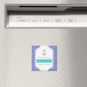 Marineblauw, aqua nautische bruiloft Save the Date Magneet (Insitu (Vaatwasser))