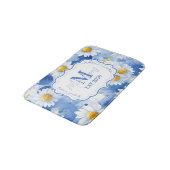 Marineblauw Aquarel Madeliefjes Monogram Decor Badmat (Gekanteld)