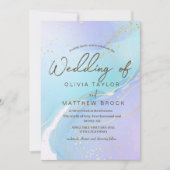 Marineblauw Aquarel Modern Elegant Huwelijk  Kaart (Voorkant)