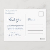Marineblauw Aquarel Modern Trouw Bruidskaarten Bed Briefkaart (Achterkant)