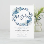 marineblauw baby shower kaart (Staand voorkant)