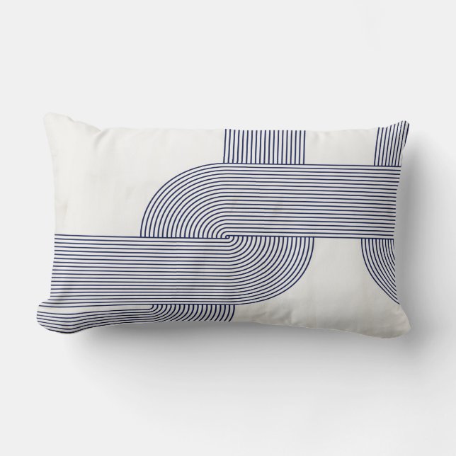 Marineblauw Bauhaus-ontwerp op Crème Kussen (Voorkant)