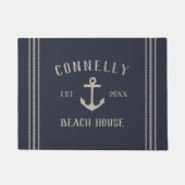 Marineblauw | Beach House Rustic Anchor Personaliz Deurmat (Voorkant)