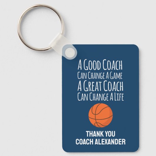 Marineblauw Bedankt Basketbalcoach Sleutelhanger (Voorkant)