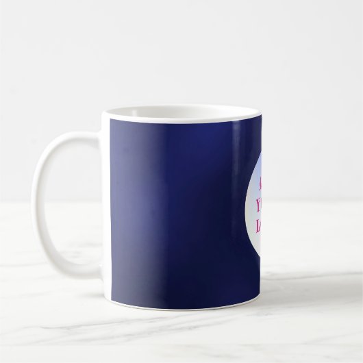 Marineblauw bedrijf logo koffiemok (Links)