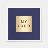 Marineblauw bedrijf logo servet (Voorkant)