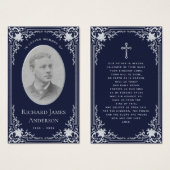  marineblauw begrafenisgebed Kaart (Voorkant /achterkant)