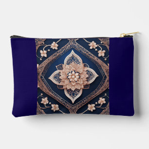 Marineblauw & beige bloempatronen AI-kunst Etui