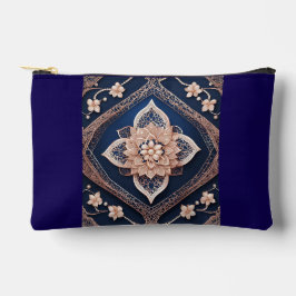 Marineblauw & beige bloempatronen AI-kunst Etui