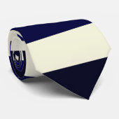 Marineblauw beige strepen stropdas (Opgerold)