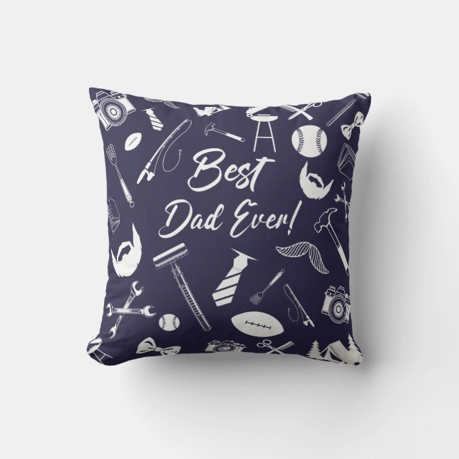 Marineblauw Beste Dag Ooit Kussen (Voorkant)