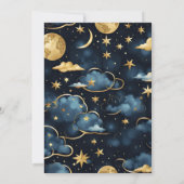 Marineblauw betoverende hemelse bruiloft kaart (Achterkant)