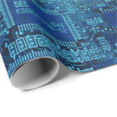 Marineblauw & Blauw Gedrukt Circuitpatroon Cool Ge Cadeaupapier (Rol Hoek)