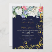 marineblauw blauw roze goudzirls kaart (Voorkant)