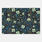  marineblauw, Blauwgroen bloei elegante decoupage Inpakpapier Vel (Voorkant 2)