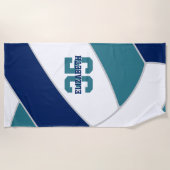 Marineblauw blauwgroen of uw aangepaste kleuren vo strandlaken (Voorkant)