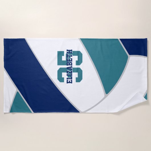 Marineblauw blauwgroen of uw aangepaste kleuren vo strandlaken (Voorkant)