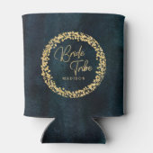 Marineblauw Blauwgroen Waterverf Gouden Bruiloft B Blikjeskoeler (Achterkant)