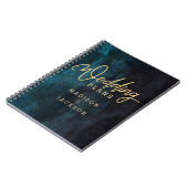 Marineblauw & Blauwgroen Waterverf Gouden Bruiloft Notitieboek (Linkerzijde)