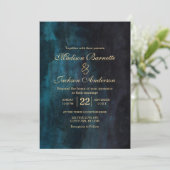 Marineblauw Blauwgroen Waterverf Gouden bruiloft u Kaart (Staand voorkant)