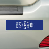 Marineblauw blijf kalm en voeg jouw tekst toe bumpersticker (Op auto)