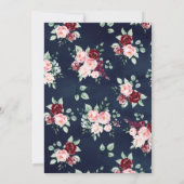 Marineblauw Bloemen Anand Karaj Punjabi Sikh Bruil Kaart (Achterkant)