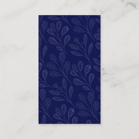 Marineblauw Bloemen Botanisch Monogram Krans Visitekaartje (Achterkant)