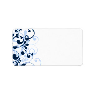 Marineblauw Bloemen Bruiloft Blank Adres Label