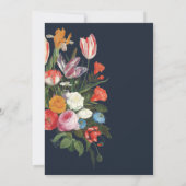 Marineblauw Bloemen Donker & Moody Bruiloft Uitnod Kaart (Achterkant)