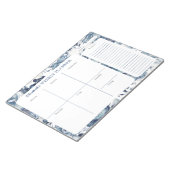 Marineblauw Bloemen Gepersonaliseerd Wekelijks Pla Notitieblok (Schuin)