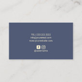 Marineblauw Bloemen Make-up Artiest Haarsalon Visitekaartje (Achterkant)