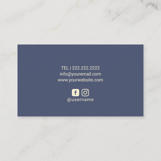 Marineblauw  Bloemen Make-up Artiest Haarsalon Visitekaartje (Achterkant)