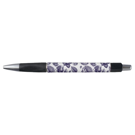 Marineblauw Bloemen Pen (Voorkant)