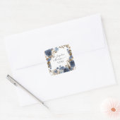 Marineblauw Bloemen Rustieke Waterverf Foliage Bru Vierkante Sticker (Envelop)