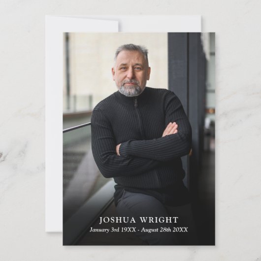 Marineblauw Bloemen Viering van het Leven Uitvaart Kaart (Achterkant)