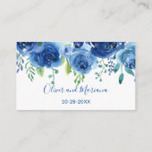Marineblauw Bloemen Website Bruiloft Informatiekaartje (Achterkant)