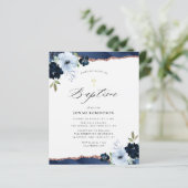 marineblauw bloemen zwaaien baptisme - uitnodiging (Staand voorkant)