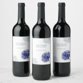 Marineblauw bloemenbaby shower wijn etiket (Flessen)