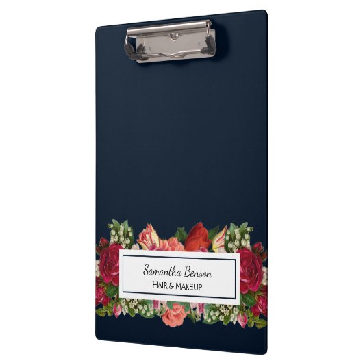 Marineblauw  bloemenblush klembord (Links)