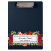 Marineblauw  bloemenblush klembord (Voorkant)