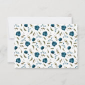 Marineblauw Bloemenbruiloft QR Code RSVP-kaart RSVP Kaartje (Achterkant)