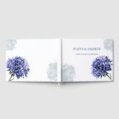 Marineblauw bloemeneenvoudige bruiloft gastenboek (Volledig)