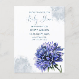 Marineblauw bloemeneenvoudige jongen baby shower briefkaart