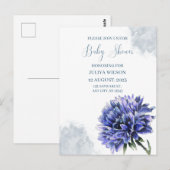 Marineblauw bloemeneenvoudige jongen baby shower briefkaart (Voorkant / Achterkant)