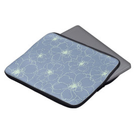 Marineblauw bloemenlaptop hoesje laptop sleeve