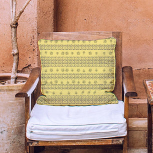  marineblauw bloemenprint & strepen op geel kussen