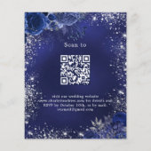 Marineblauw bloemenQR RSVP budget bruiloft uitnodi Flyer (Achterkant)